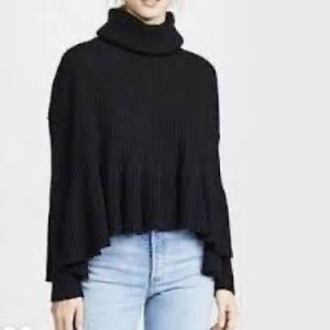 NWT Free People Black Layer Cake Ribbed Turtleneck Sweater Sz XS